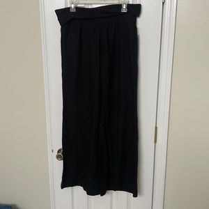 Old Navy Large Black Linen Blend Wide Leg Fold Over Waist Pants